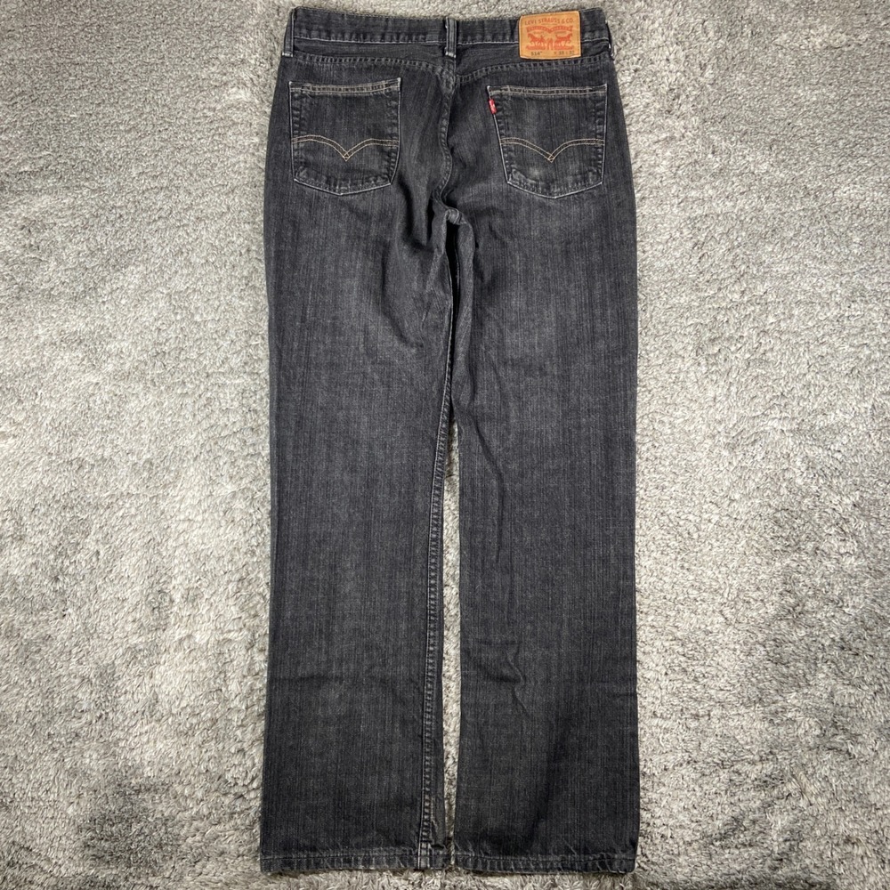 Levi 514 Jeans Mens 34x32 Black Denim Straight Fit Classic Casual Cotton Pant - Picture 8 of 9